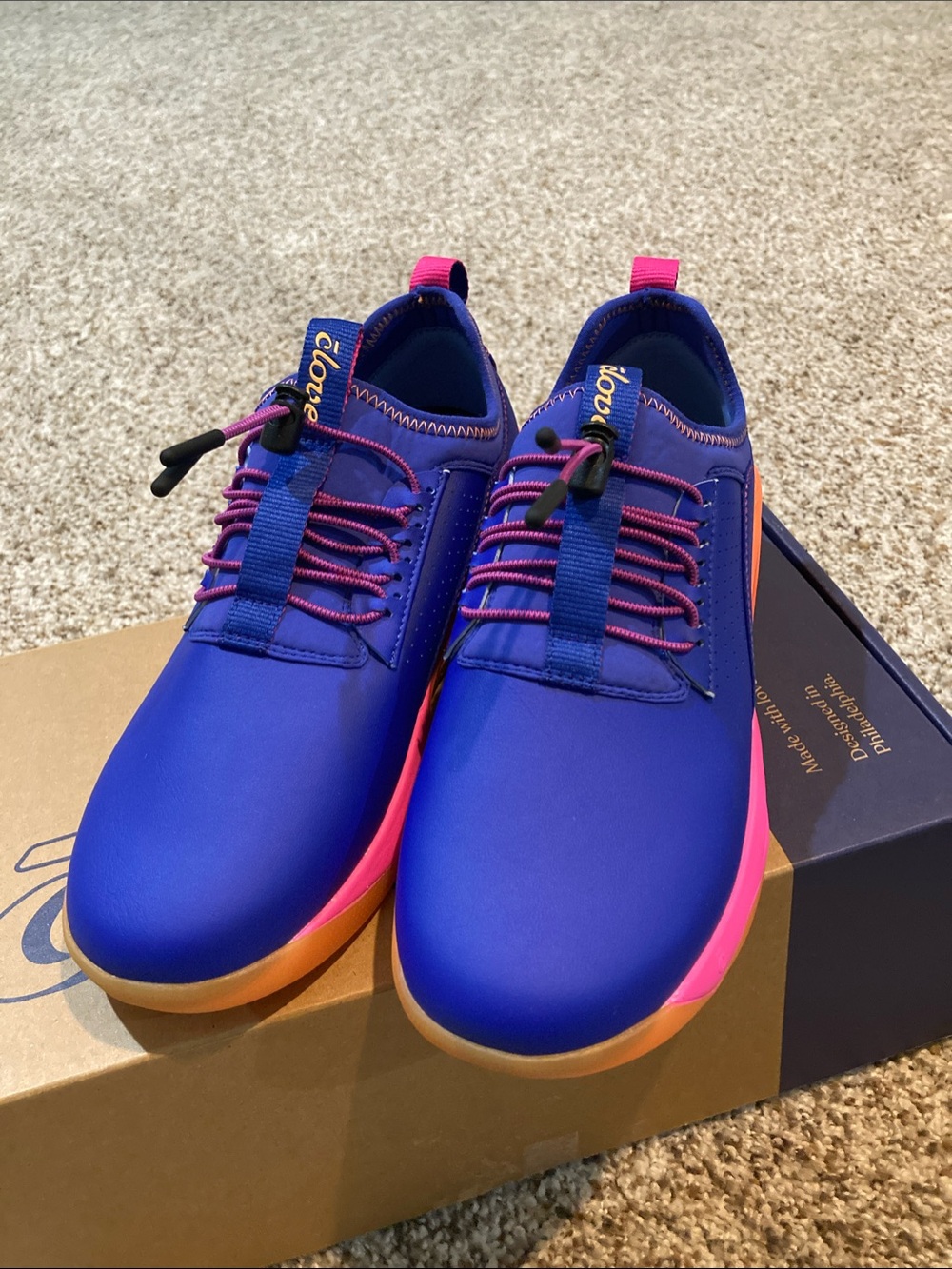 Women's Blue and Hot Pink Lightweight Slip-On Sneakers